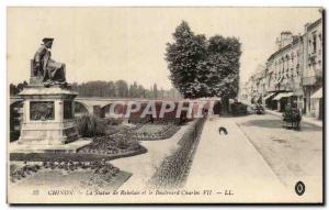 Old Postcard Chinon The Statue of Rabelais and the Boulevard Charles