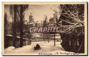 Old Postcard Briancon ramparts and the church Luge