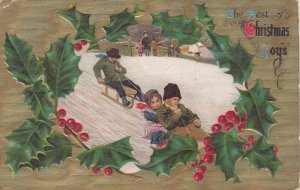 CHRISTMAS, PU-1908 ; Kids on sleds