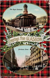 Glasgow Scotland Greetings Royal Exchange Buchanan Street Tuck Postcard H20