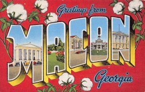 MACON GEORGIA~CITY HALL-COLEMAN-TERMINAL-MASONIC HOME~LARGE LETTER POSTCARD