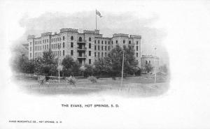 Hot Springs South Dakota birds eye view The Evans hotel antique pc Z13501