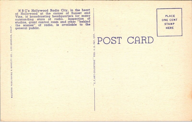 NBC Radio City Sunset and Vine Hollywood CA Postcard PC60