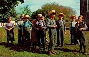 Pennsylvania Greetings From Amish Country Group Of Amish Children During Rece...