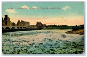 1910 St Anthony Falls Showing Log Shutes Minneapolis Minnesota Unposted Postcard