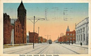 TORONTO ONTARIO CANADA~SPADINA AVENUE LOOKING SOUTH~1920 PSMK POSTCARD