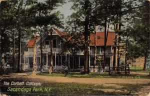 Sacandaga Park New York Corbett Cottage Street View Antique Postcard K49282