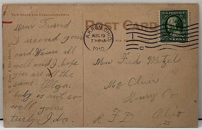 Akron Ohio, Country Club 1910 Postcard D20