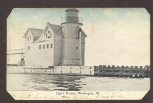 WAUKEGAN ILLINOIS LIGHTHOUSE LIGHT HOUSE VINTAGE POSTCARD 1918