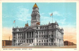 Detroit, MI Michigan  WAYNE COUNTY BUILDING   ca1920's Vintage Postcard