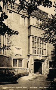 USA International Student House Entrance Washington DC Vintage RPPC 07.91