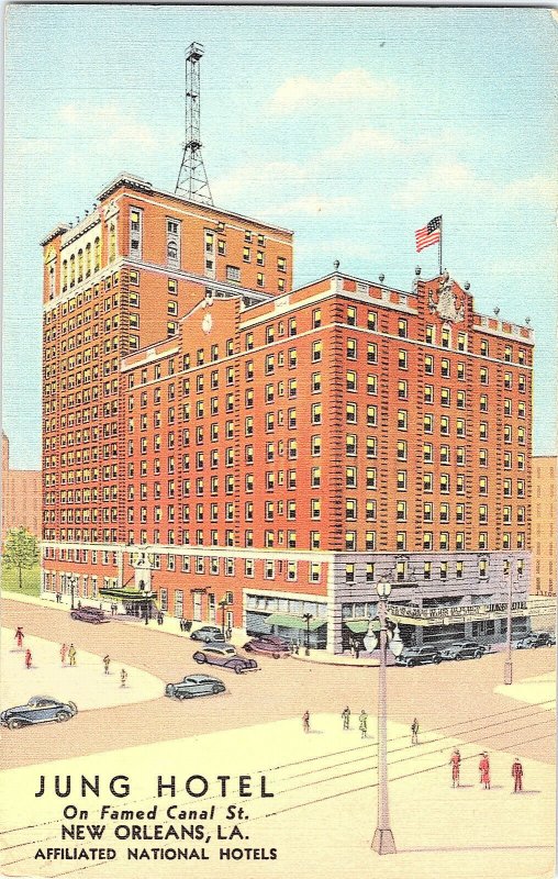 1946 Jung Hotel Famed Canal Street New Orleans LA Vintage Standard View Postcard 