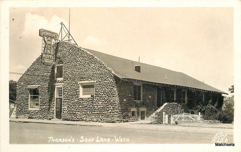 1940'S Roadside Thorson's SOAP LAKE WASHINGTON RPPC Ellis #5156 postcard 6281