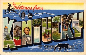 Kentucky Greetings From Large Letter Linen Curteich