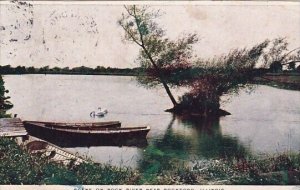 Scene On Rock River Near Rockford Illinois 1908