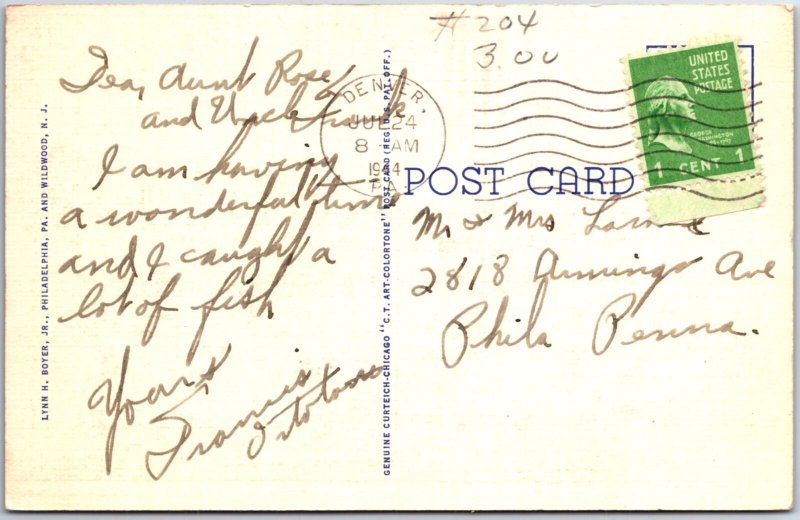 VINTAGE POSTCARD WYOMISSING HIGH SCHOOL AT READING P.A. MAILED 1944