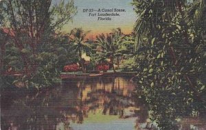 Florida Fort Lauderdale A Canal Scene 1953