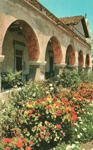 Vintage Postcard Santa Ines Mission at Solvang Santa Barbara Garden View Mission