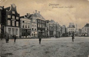GROOT MARKET GRONINGEN NETHERLANDS POSTCARD 1906