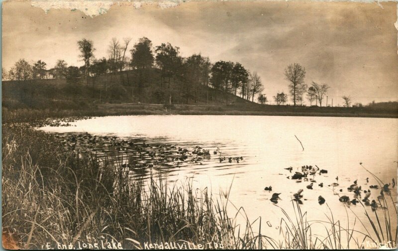 RPPC East End Lone Lake Kendallville Indiana IN UNP AZO Postcard D4