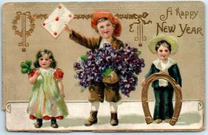 M-30176 Children Art Print Greeting Card A Happy New Year