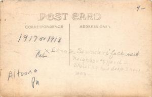 F19/ Altoona Pennsylvania RPPC Postcard 1917 Edna Saunders Blizzard