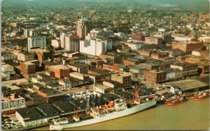 Mobile Alabama AL Aerial View Mobile River Ship Unused Vintage Postcard H61
