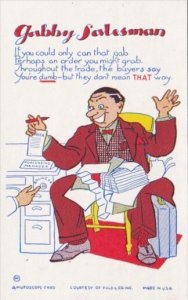 Humour Mutoscope Card The Gabby Salesman