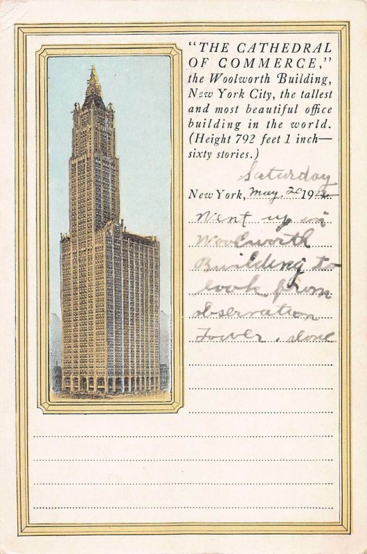 The Woolworth Building, Manhattan, New York City, 1922 Postcard