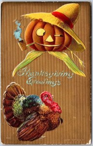 Thanksgiving Greetings Turkey & Pumpkin Squash Postcard