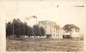 F71/ McClure Ohio RPPC Postcard 1918 Railroad Depot? Factory Occupational