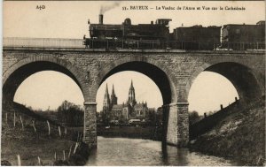 CPA BAYEUX - Le Viaduc de l'Aure et Vue sur la Cathédrale LOCOMOTIVE (140738)