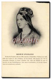 Old Postcard Marie D & # 39Anjou Queen of France