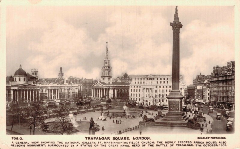 UK Trafalgar Square London Vintage RPPC 08.05