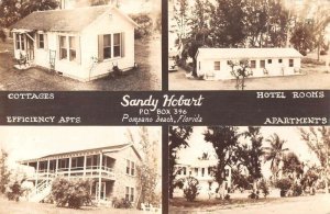 Pompano Beach Florida Sandy Hobart Hotel  Real Photo Vintage Postcard AA23554