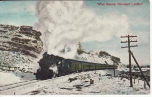 RAILROAD   WEST BOUND TRAIN,  OVERLAND LIMITED postcard
