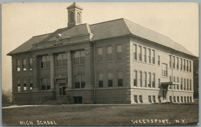 WEEDSPORT NY HIGH SCHOOL ANTIQUE REAL PHOTO POSTCARD RPPC