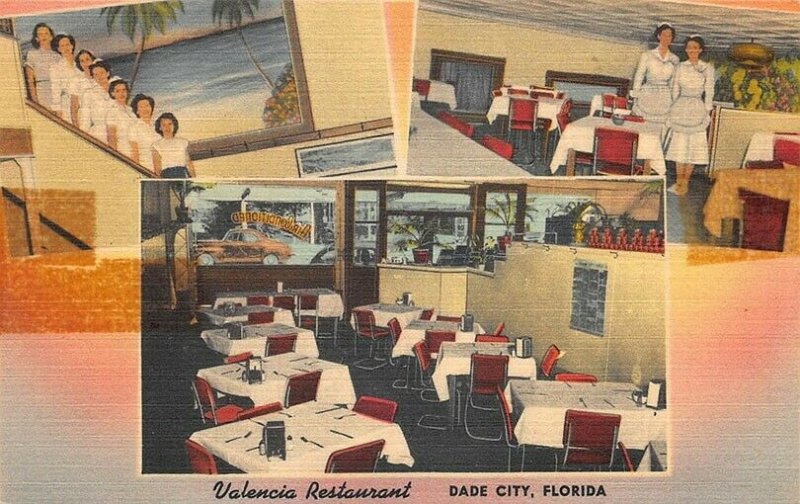 Dade City FL Valencia Restaurant Multi-View Linen Postcard