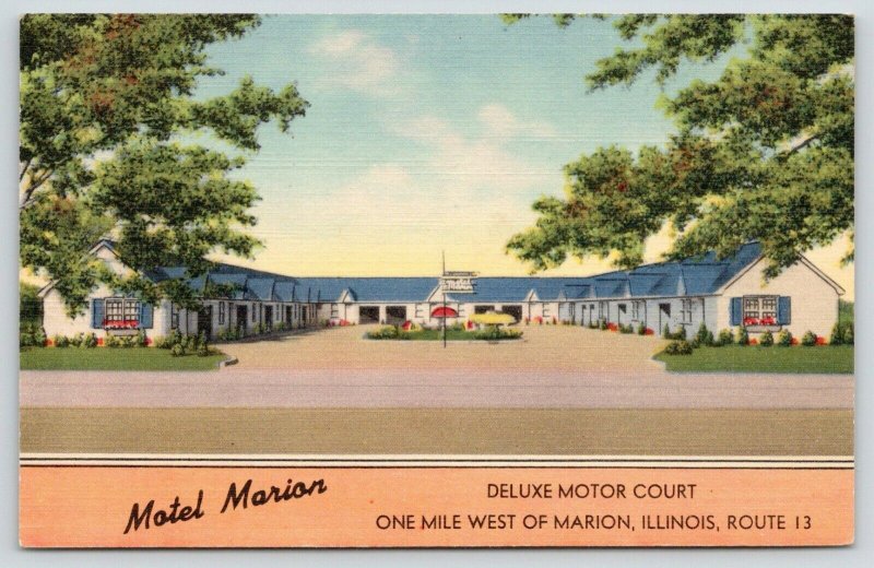 Marion Illinois~Motel Marion Deluxe Motor Court~Roadside Route 13~1950 Linen PC 