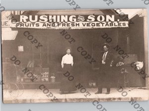 c1910 Rushing & Son Fruits & Vegetable Store SAVA Texas TX Van Zandt County RPPC
