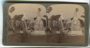 465988 1903 Ceylon Anuradhapur Thuparamaya Dagoba Jaw Buddha Underwood STEREO