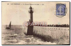 Old Postcard Le Treport The Great Lighthouse and La Jetee