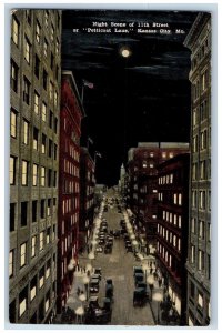 Kansas City Missouri MO Postcard Night Scene Of 11th Street Petticoat Lane c1910