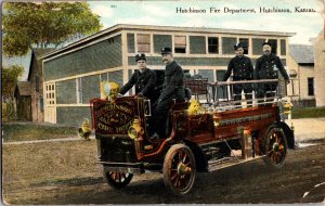 Fire Truck Hutchinson Fire Department, Hutchinson KS c1909 Vintage Postcard M58