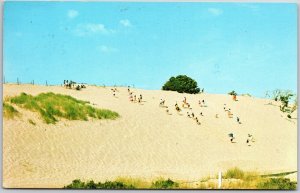 Cape Cod Massachusetts MA, 1984 Dunes People Climbing, Sandy Hill, Postcard