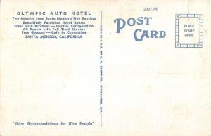 Santa Monica California Olympic Auto Hotel Multiview Antique Postcard K29834