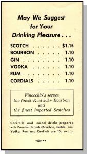 Finocchio's Menu,San Francisco,Calif/CA,Female Impersonators