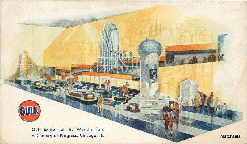 1933 CHICAGO ILLINOIS Gulf Oil World's Fair postcard 1715 Artist Impression