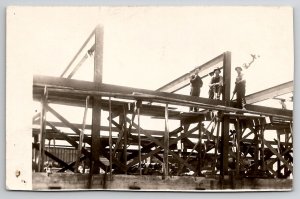 RPPC Construction Workers Steel Bridge or Building Real Photo Postcard M38