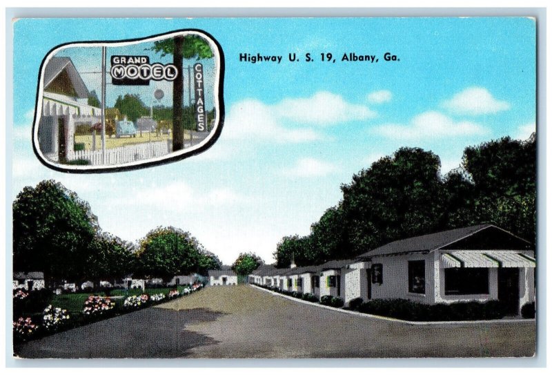 c1950s Grand Motel Highway US 19 Albany Georgia GA Posted Vintage Postcard 